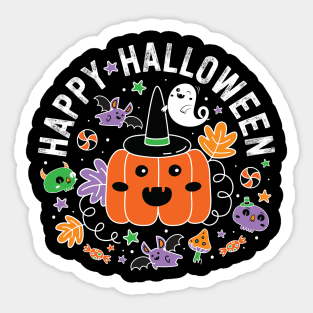 Spooky Cute Kawaii Halloween Pumpkin Bat Ghost Sticker